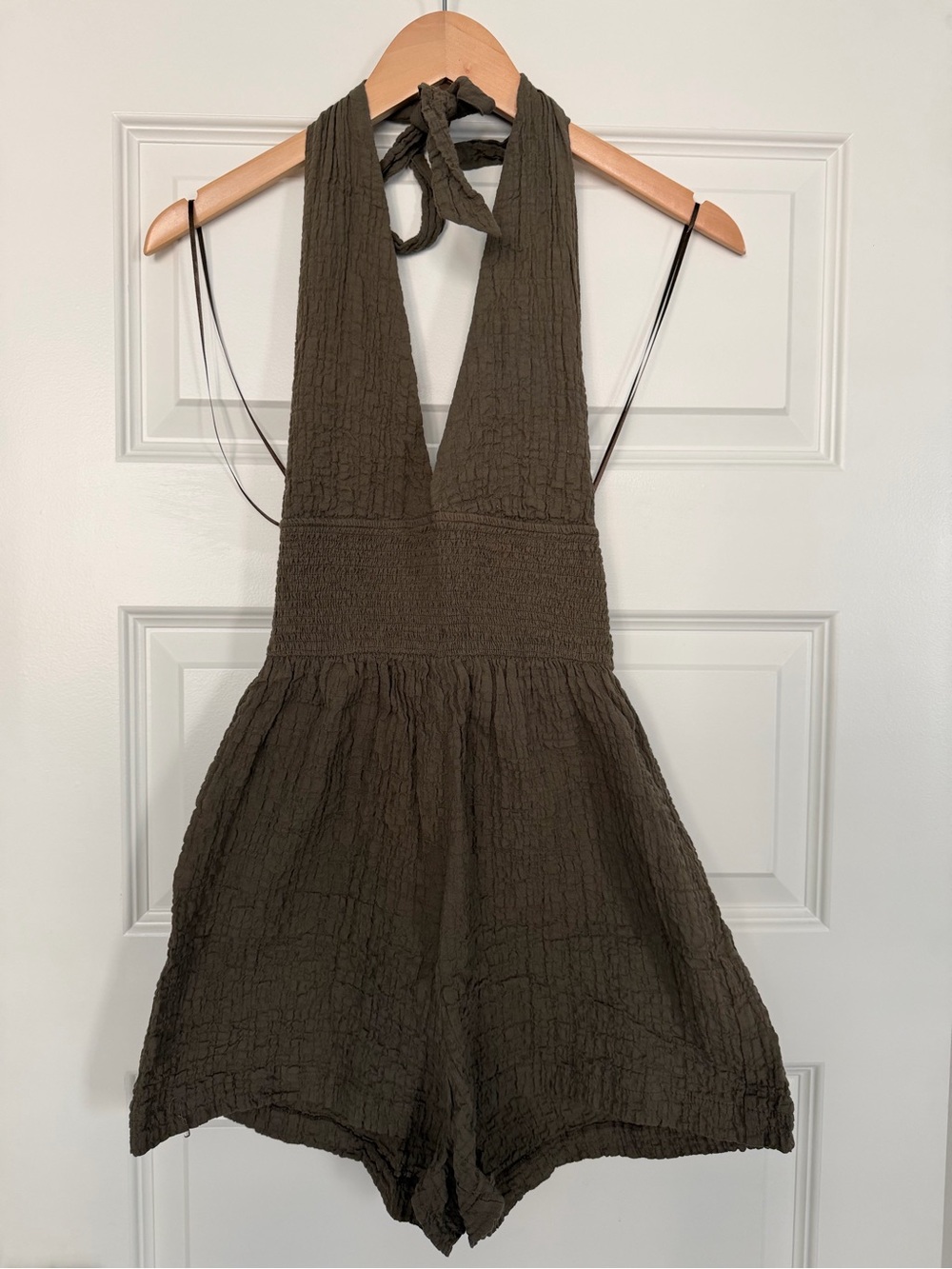 Zara - Olive Halter One-Piece Romper